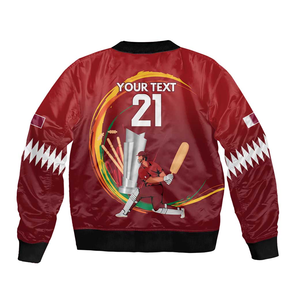 Custom Cricket Qatar East Asia-Pacific Bomber Jacket Qatar Boundary to Victory - Wonder Print Shop