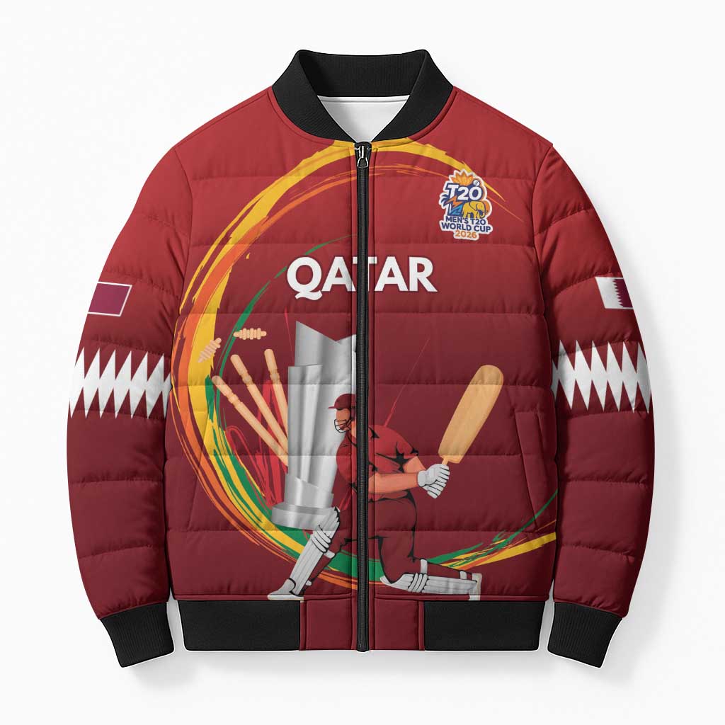 Custom Cricket Qatar East Asia-Pacific Bomber Puffer Jacket Qatar Boundary to Victory - Wonder Print Shop