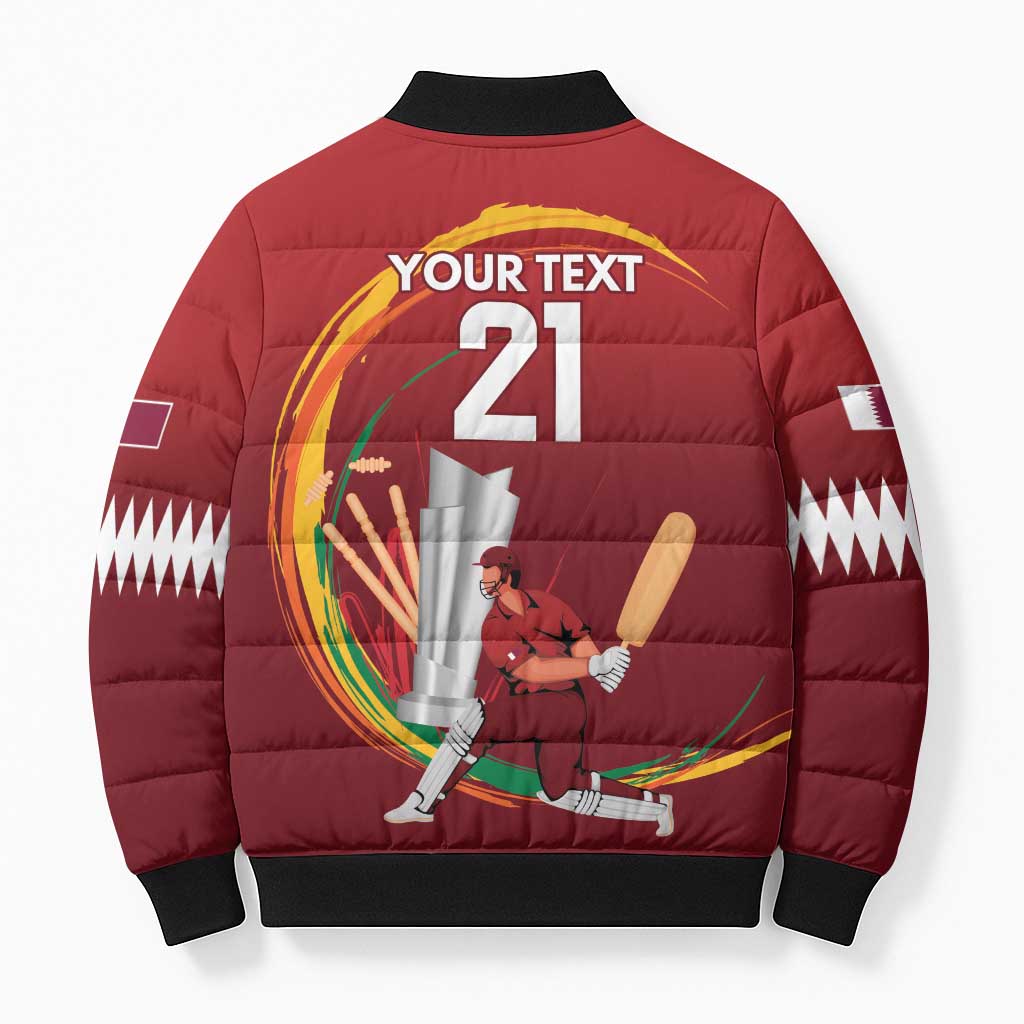 Custom Cricket Qatar East Asia-Pacific Bomber Puffer Jacket Qatar Boundary to Victory - Wonder Print Shop