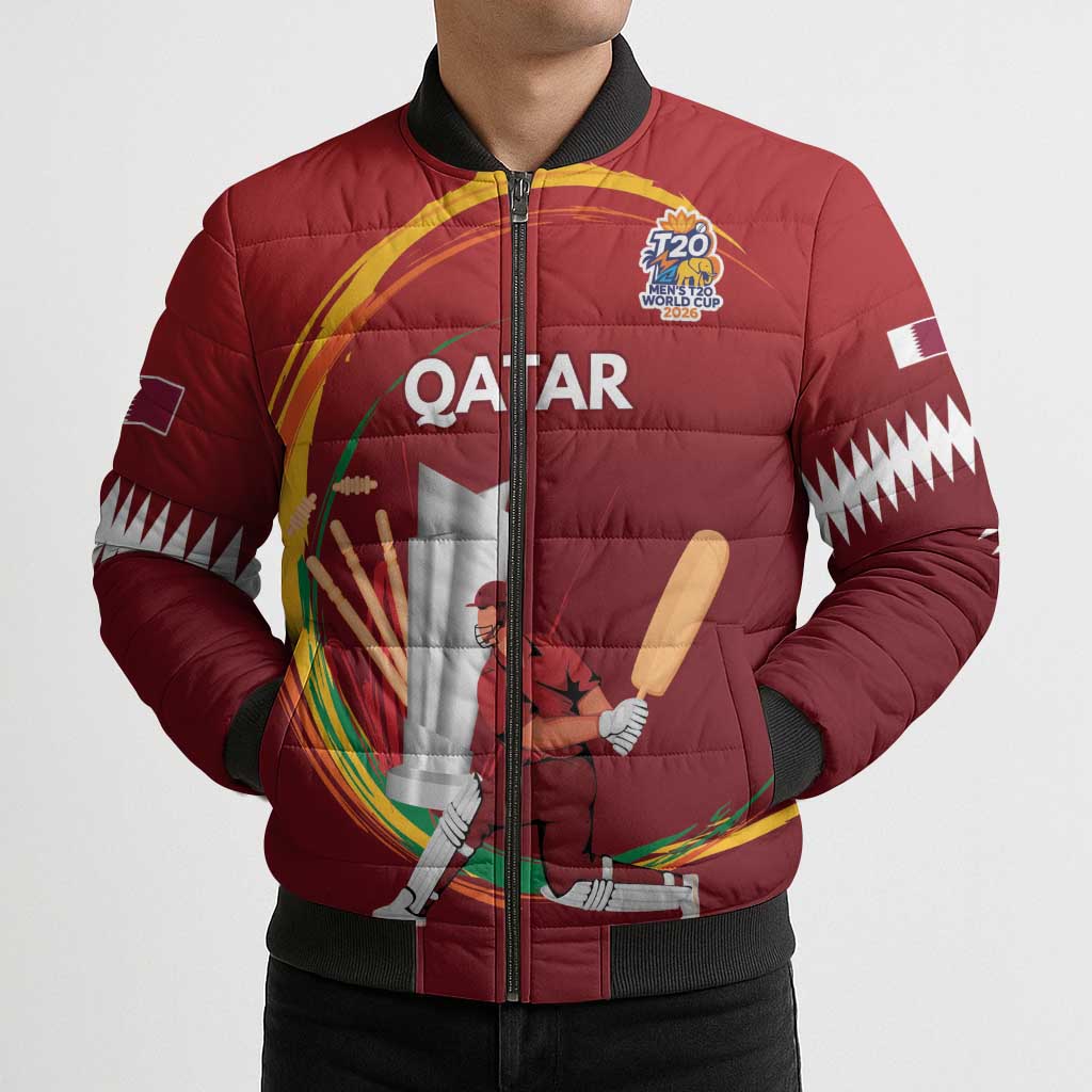 Custom Cricket Qatar East Asia-Pacific Bomber Puffer Jacket Qatar Boundary to Victory - Wonder Print Shop
