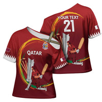 Custom Cricket Qatar East Asia-Pacific Cross Shoulder Shirt Qatar Boundary to Victory - Wonder Print Shop