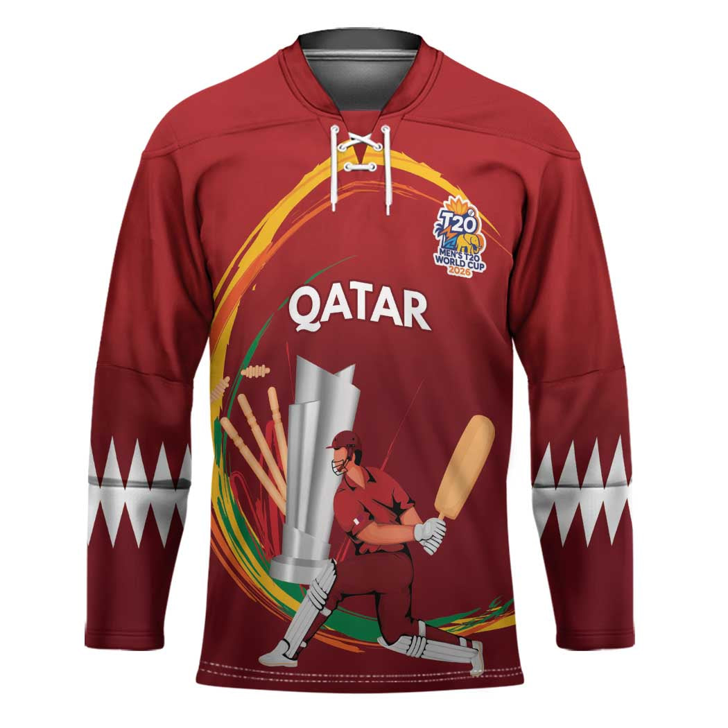 Custom Cricket Qatar East Asia-Pacific Hockey Jersey Qatar Boundary to Victory - Wonder Print Shop