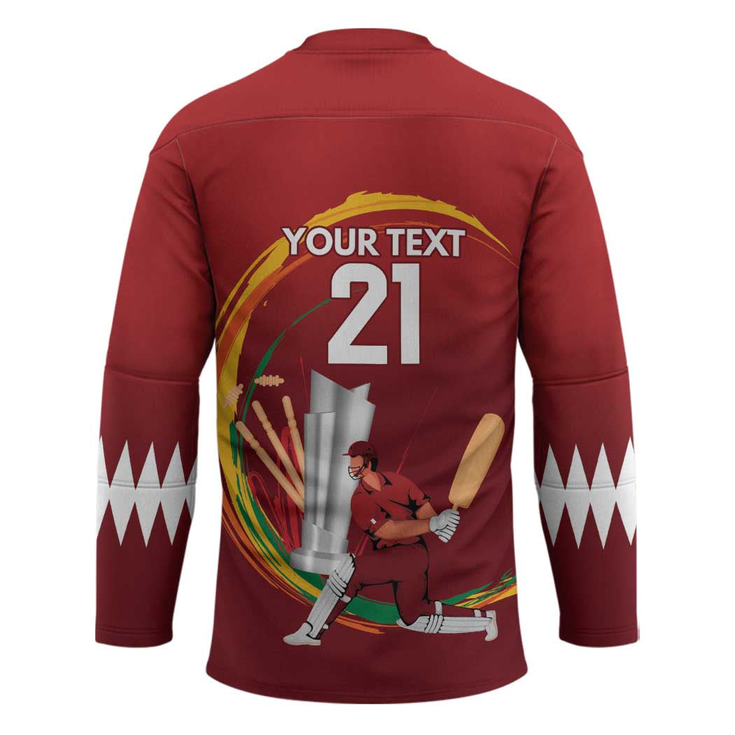Custom Cricket Qatar East Asia-Pacific Hockey Jersey Qatar Boundary to Victory - Wonder Print Shop