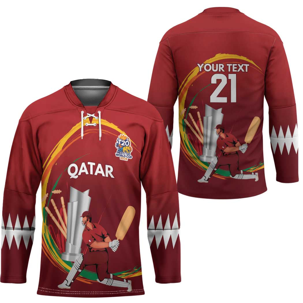 Custom Cricket Qatar East Asia-Pacific Hockey Jersey Qatar Boundary to Victory - Wonder Print Shop