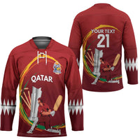 Custom Cricket Qatar East Asia-Pacific Hockey Jersey Qatar Boundary to Victory - Wonder Print Shop