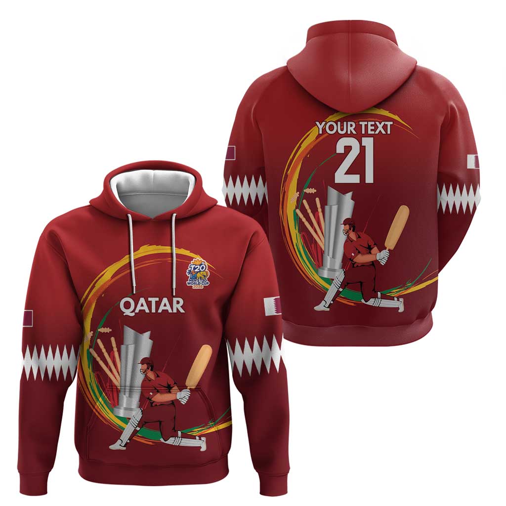 Custom Cricket Qatar East Asia-Pacific Hoodie Qatar Boundary to Victory - Wonder Print Shop