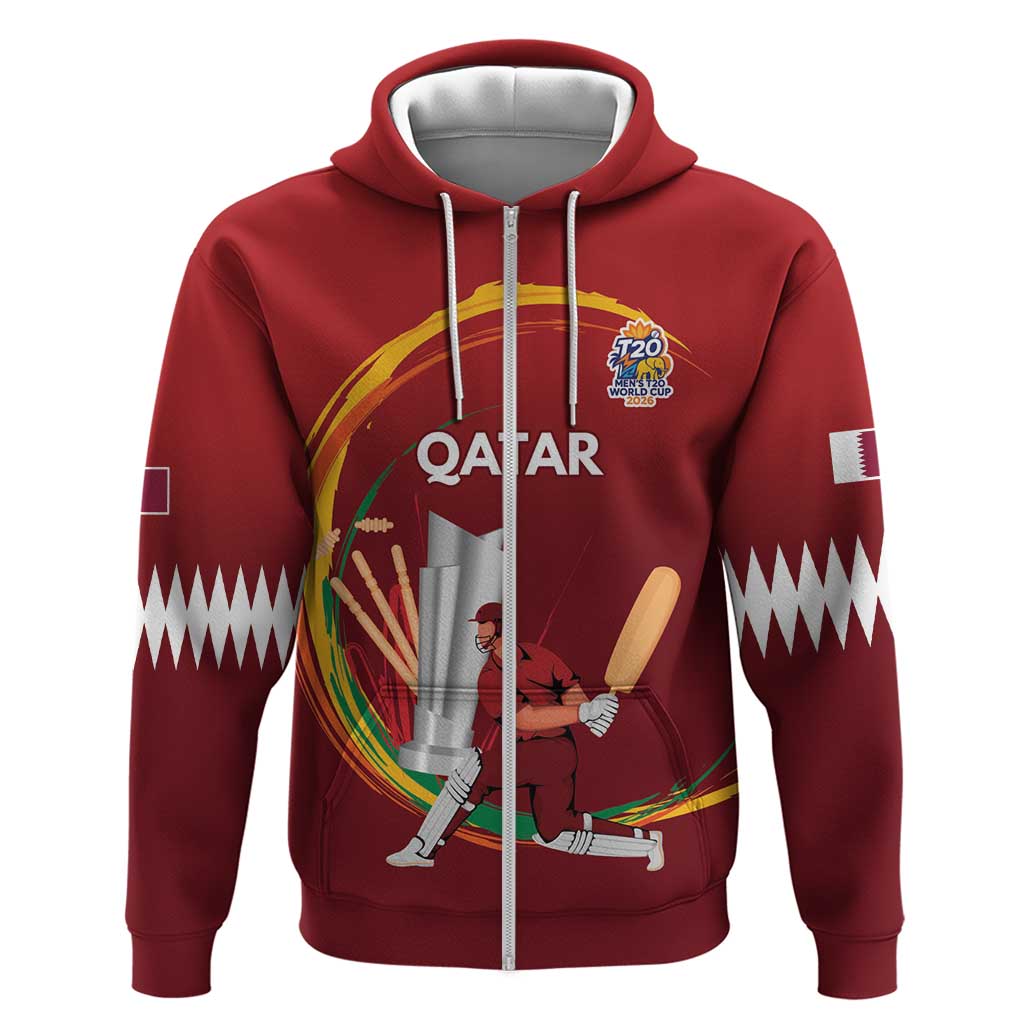 Custom Cricket Qatar East Asia-Pacific Hoodie Qatar Boundary to Victory - Wonder Print Shop
