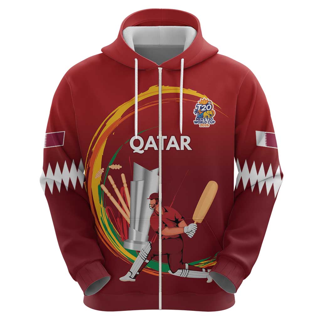 Custom Cricket Qatar East Asia-Pacific Hoodie Qatar Boundary to Victory - Wonder Print Shop