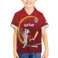Custom Cricket Qatar East Asia-Pacific Kid Hawaiian Shirt Qatar Boundary to Victory - Wonder Print Shop