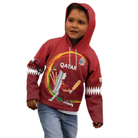 Custom Cricket Qatar East Asia-Pacific Kid Hoodie Qatar Boundary to Victory - Wonder Print Shop