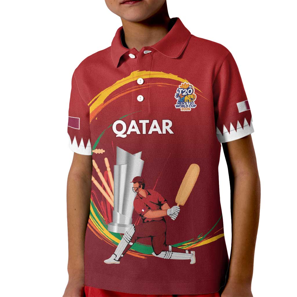 Custom Cricket Qatar East Asia-Pacific Kid Polo Shirt Qatar Boundary to Victory - Wonder Print Shop