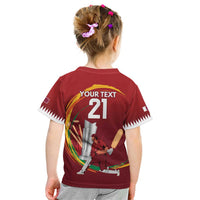 Custom Cricket Qatar East Asia-Pacific Kid T Shirt Qatar Boundary to Victory - Wonder Print Shop