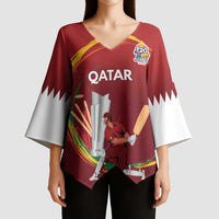 Custom Cricket Qatar East Asia-Pacific Kimono Sleeve Blouse Qatar Boundary to Victory - Wonder Print Shop