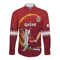 Custom Cricket Qatar East Asia-Pacific Long Sleeve Button Shirt Qatar Boundary to Victory - Wonder Print Shop