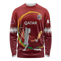 Custom Cricket Qatar East Asia-Pacific Long Sleeve Shirt Qatar Boundary to Victory - Wonder Print Shop