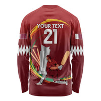 Custom Cricket Qatar East Asia-Pacific Long Sleeve Shirt Qatar Boundary to Victory - Wonder Print Shop