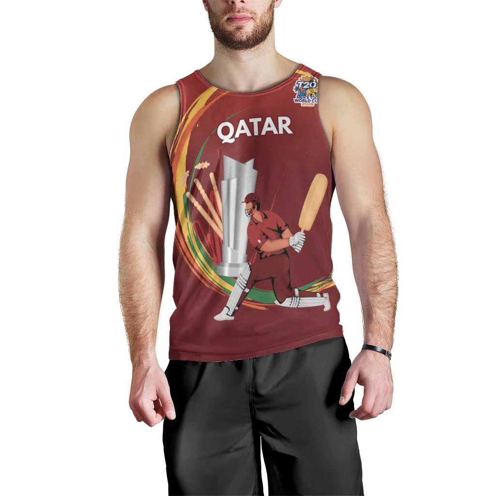 Custom Cricket Qatar East Asia-Pacific Men Tank Top Qatar Boundary to Victory - Wonder Print Shop
