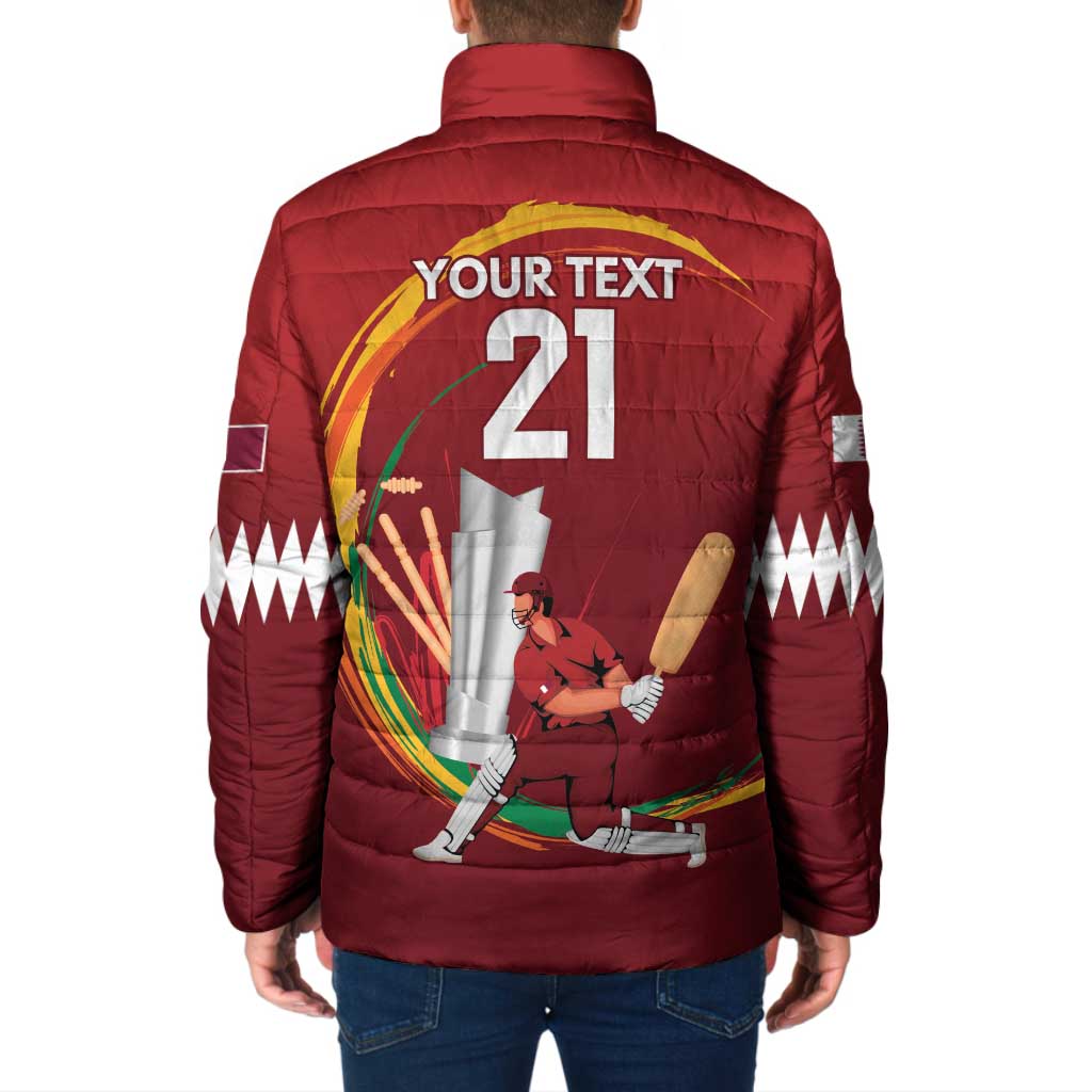 Custom Cricket Qatar East Asia-Pacific Padded Jacket Qatar Boundary to Victory - Wonder Print Shop