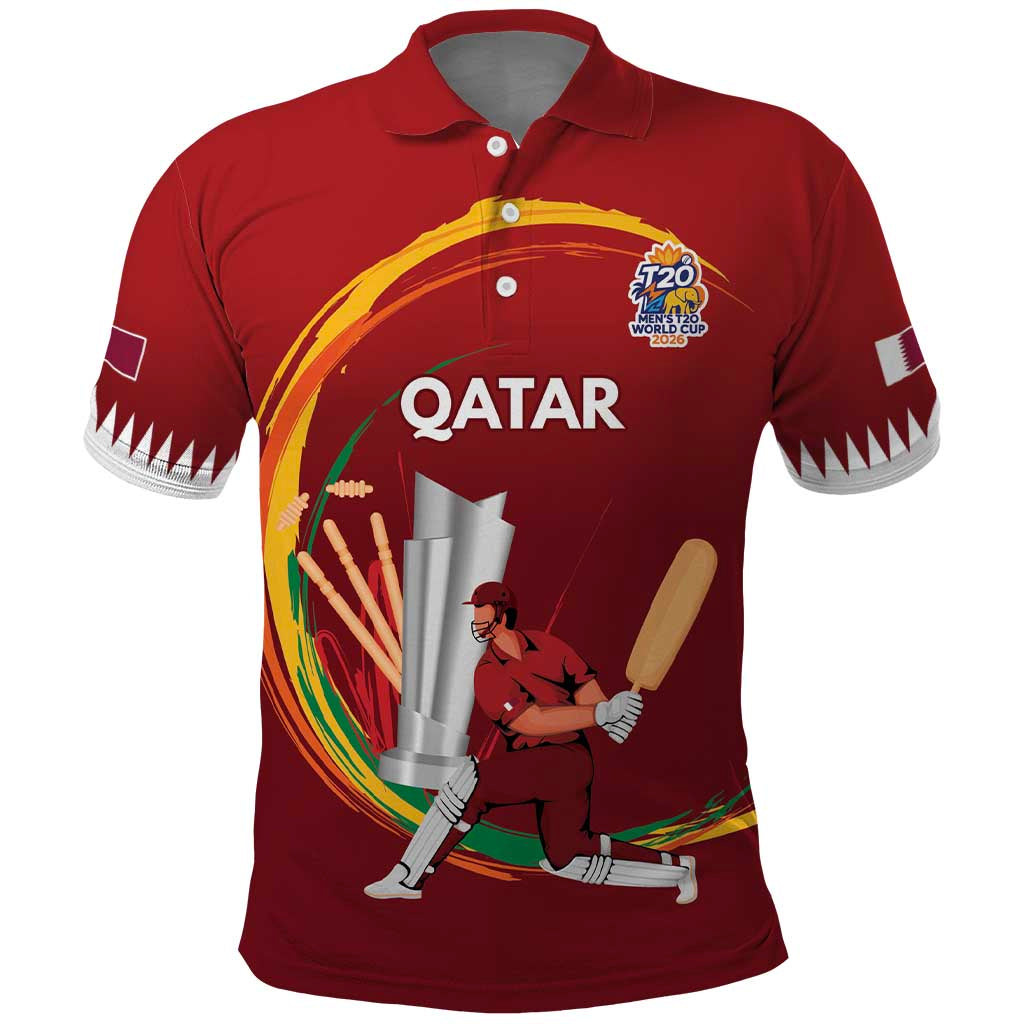 Custom Cricket Qatar East Asia-Pacific Polo Shirt Qatar Boundary to Victory - Wonder Print Shop