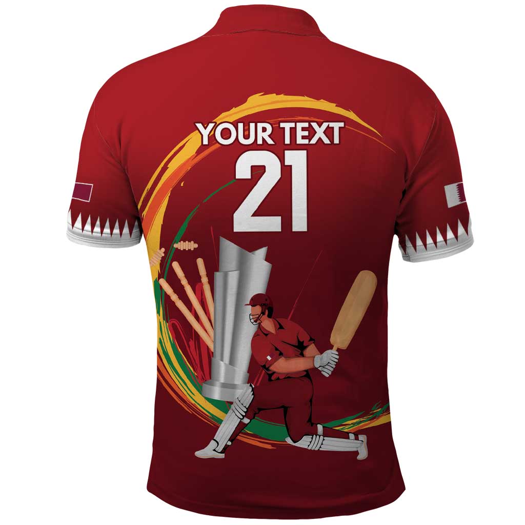 Custom Cricket Qatar East Asia-Pacific Polo Shirt Qatar Boundary to Victory - Wonder Print Shop