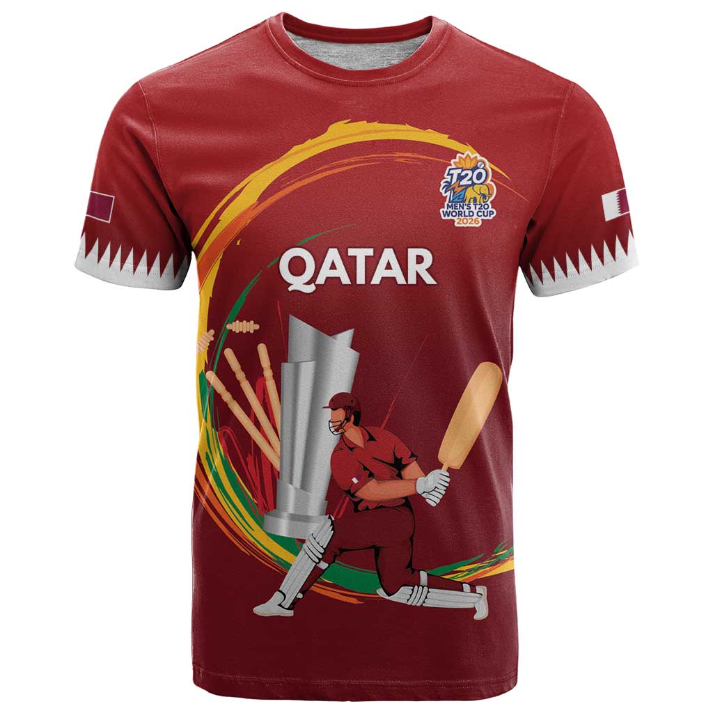 Custom Cricket Qatar East Asia-Pacific T Shirt Qatar Boundary to Victory - Wonder Print Shop