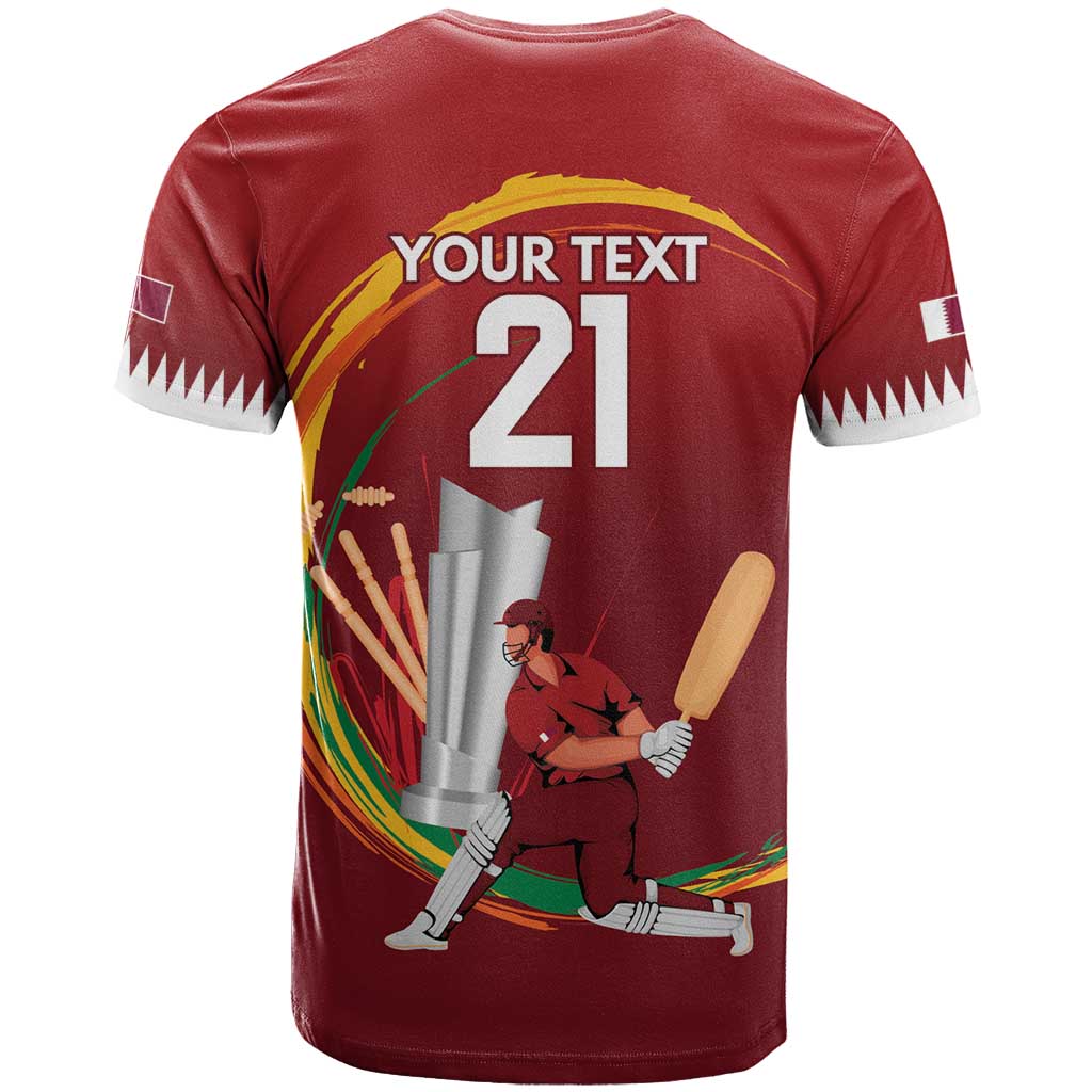 Custom Cricket Qatar East Asia-Pacific T Shirt Qatar Boundary to Victory - Wonder Print Shop