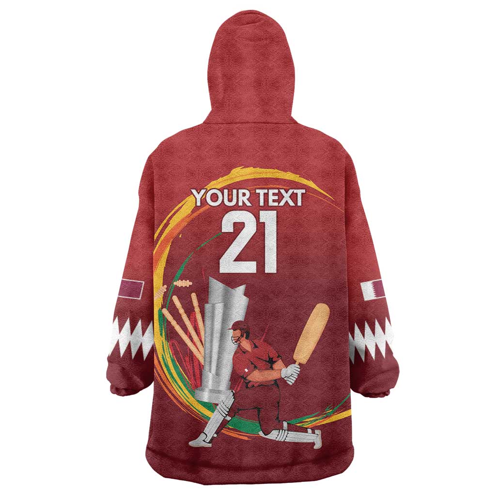 Custom Cricket Qatar East Asia-Pacific Wearable Blanket Hoodie Qatar Boundary to Victory - Wonder Print Shop