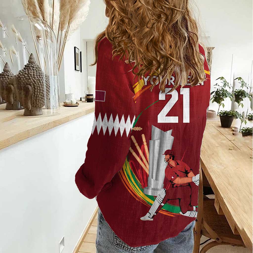 Custom Cricket Qatar East Asia-Pacific Women Casual Shirt Qatar Boundary to Victory - Wonder Print Shop