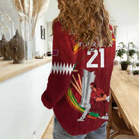 Custom Cricket Qatar East Asia-Pacific Women Casual Shirt Qatar Boundary to Victory - Wonder Print Shop