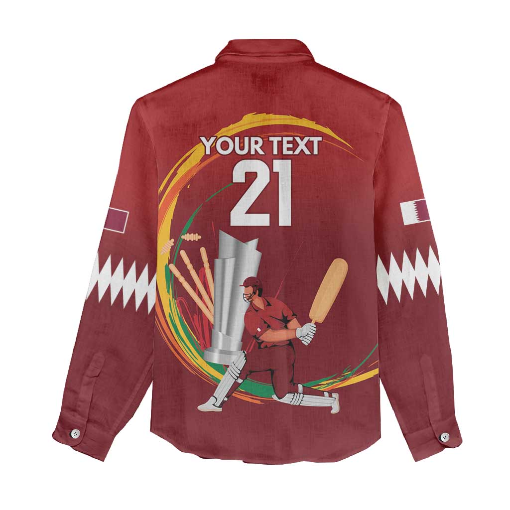 Custom Cricket Qatar East Asia-Pacific Women Casual Shirt Qatar Boundary to Victory - Wonder Print Shop