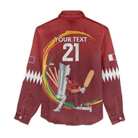 Custom Cricket Qatar East Asia-Pacific Women Casual Shirt Qatar Boundary to Victory - Wonder Print Shop