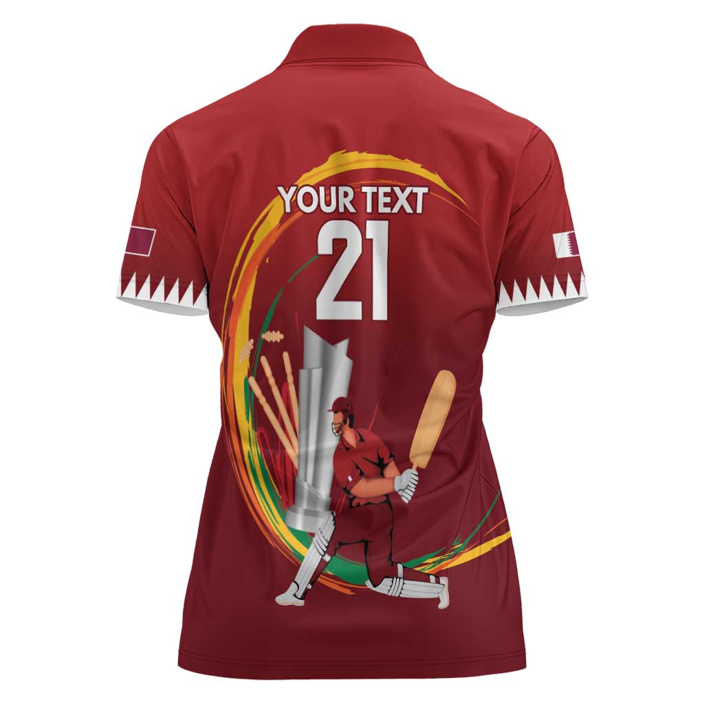 Custom Cricket Qatar East Asia-Pacific Women Polo Shirt Qatar Boundary to Victory - Wonder Print Shop