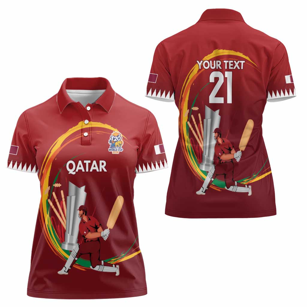 Custom Cricket Qatar East Asia-Pacific Women Polo Shirt Qatar Boundary to Victory - Wonder Print Shop