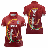 Custom Cricket Qatar East Asia-Pacific Women Polo Shirt Qatar Boundary to Victory - Wonder Print Shop