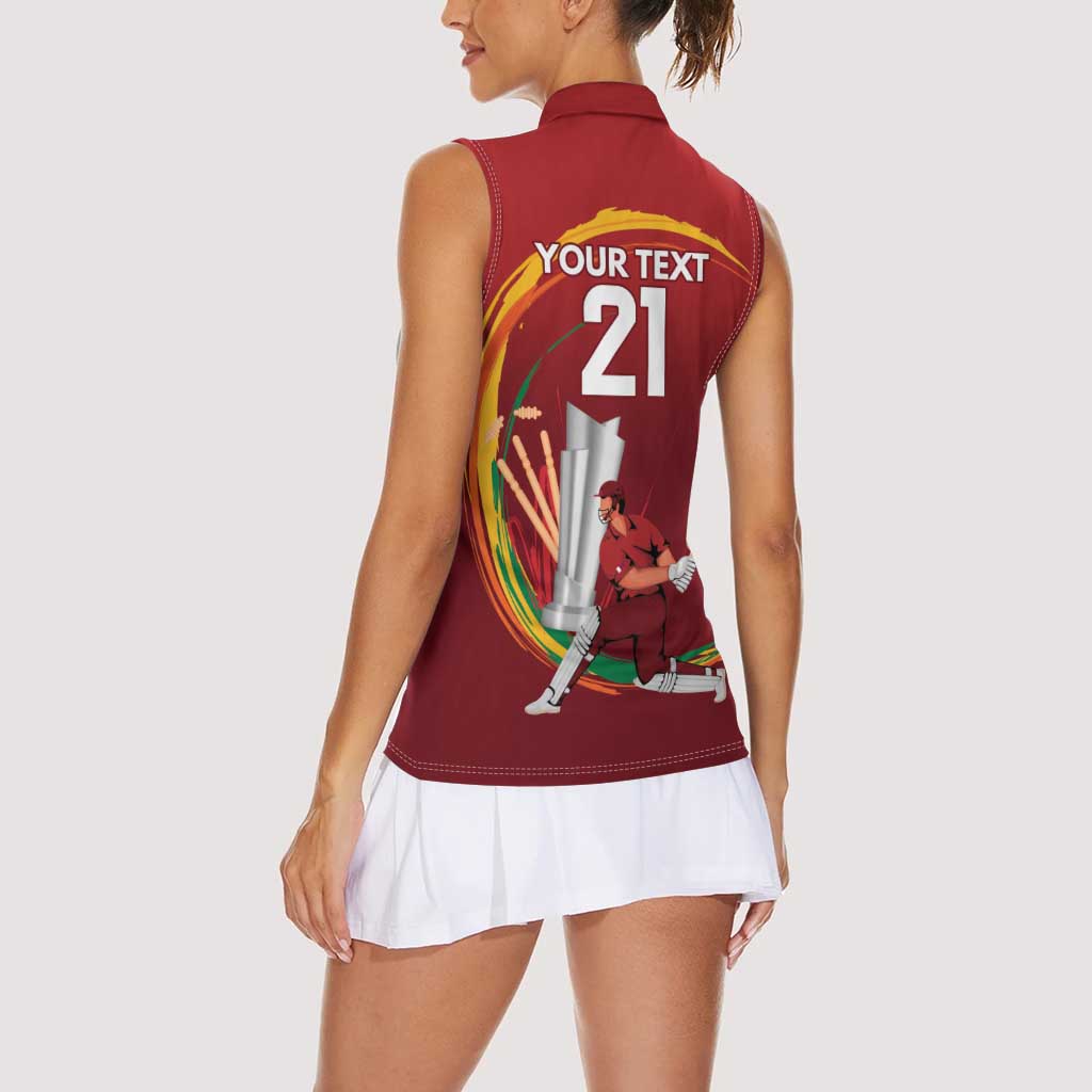 Custom Cricket Qatar East Asia-Pacific Women Sleeveless Polo Shirt Qatar Boundary to Victory - Wonder Print Shop