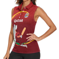 Custom Cricket Qatar East Asia-Pacific Women Sleeveless Polo Shirt Qatar Boundary to Victory - Wonder Print Shop