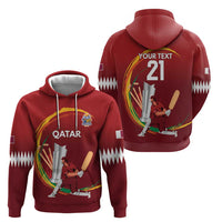Custom Cricket Qatar East Asia-Pacific Zip Hoodie Qatar Boundary to Victory - Wonder Print Shop