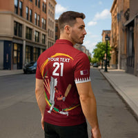 Custom Cricket Qatar East Asia-Pacific Zipper Polo Shirt Qatar Boundary to Victory - Wonder Print Shop