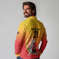 Custom Cricket PNG East Asia-Pacific Long Sleeve Polo Shirt Papua New Guinea Rise to Power - Wonder Print Shop