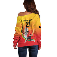 Custom Cricket PNG East Asia-Pacific Off Shoulder Sweater Papua New Guinea Rise to Power - Wonder Print Shop