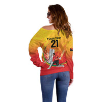 Custom Cricket PNG East Asia-Pacific Off Shoulder Sweater Papua New Guinea Rise to Power - Wonder Print Shop