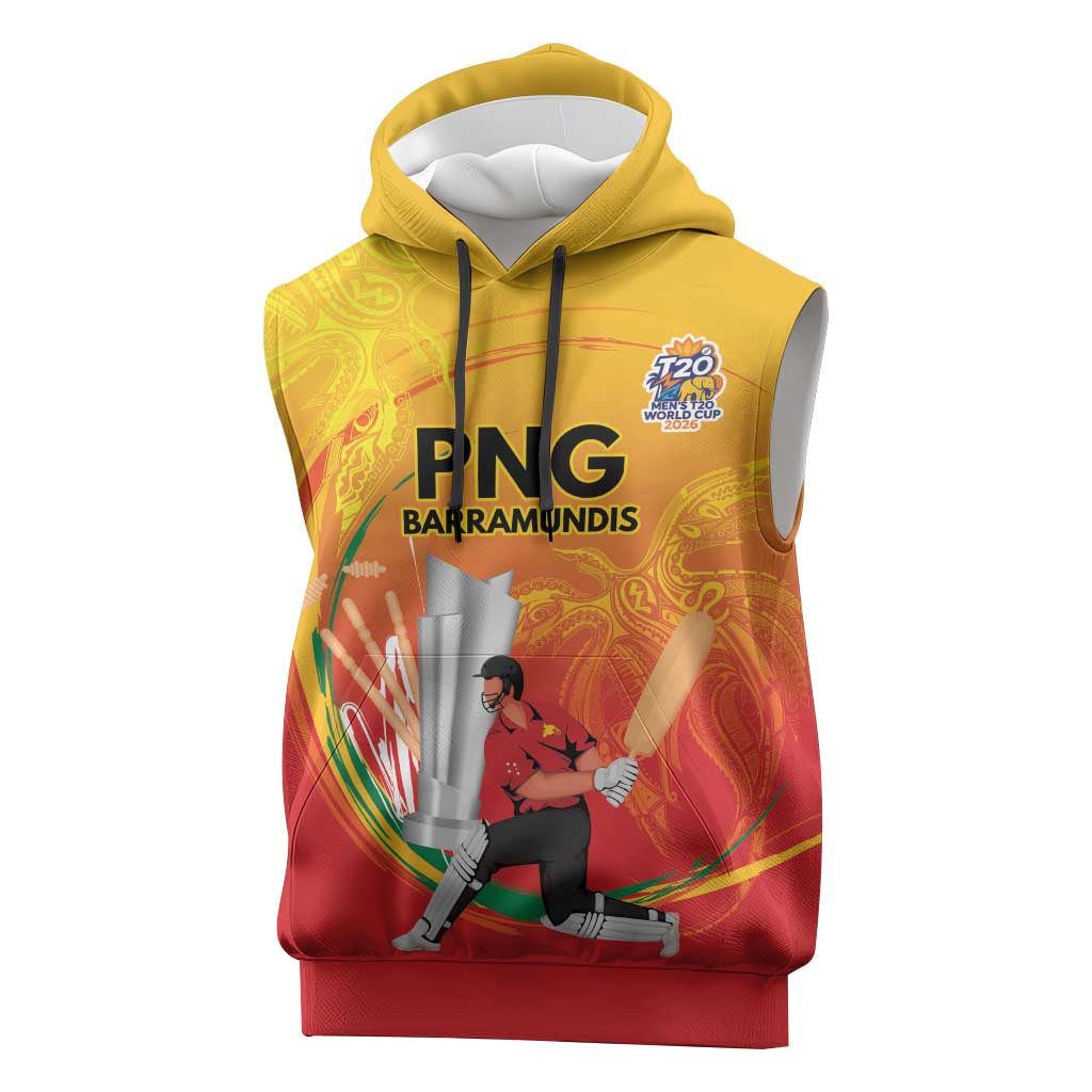 Custom Cricket PNG East Asia-Pacific Sleeveless Hoodie Papua New Guinea Rise to Power - Wonder Print Shop
