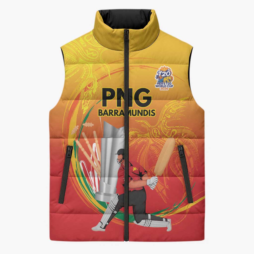 Custom Cricket PNG East Asia-Pacific Sleeveless Puffer Jacket Papua New Guinea Rise to Power - Wonder Print Shop