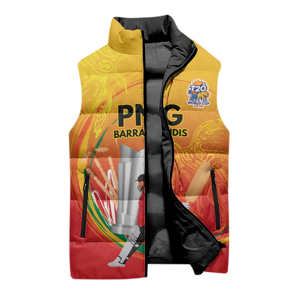 Custom Cricket PNG East Asia-Pacific Sleeveless Puffer Jacket Papua New Guinea Rise to Power - Wonder Print Shop