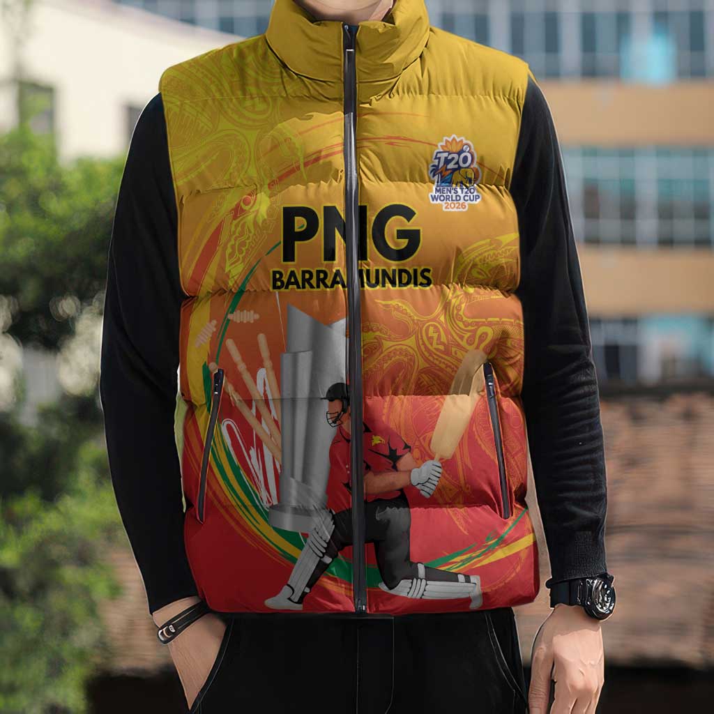 Custom Cricket PNG East Asia-Pacific Sleeveless Puffer Jacket Papua New Guinea Rise to Power - Wonder Print Shop