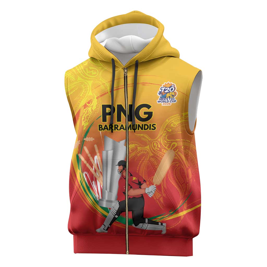 Custom Cricket PNG East Asia-Pacific Sleeveless Zip Hoodie Papua New Guinea Rise to Power - Wonder Print Shop