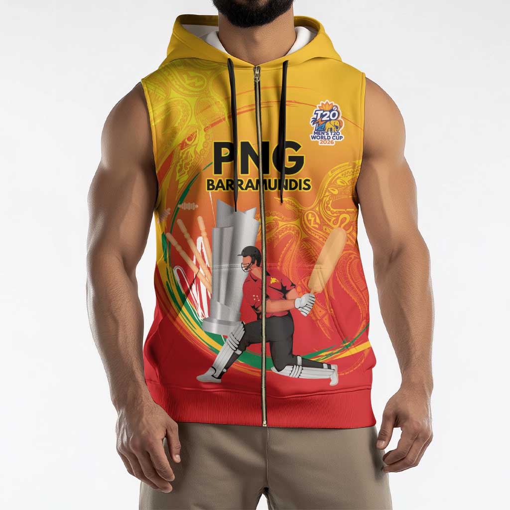 Custom Cricket PNG East Asia-Pacific Sleeveless Zip Hoodie Papua New Guinea Rise to Power - Wonder Print Shop