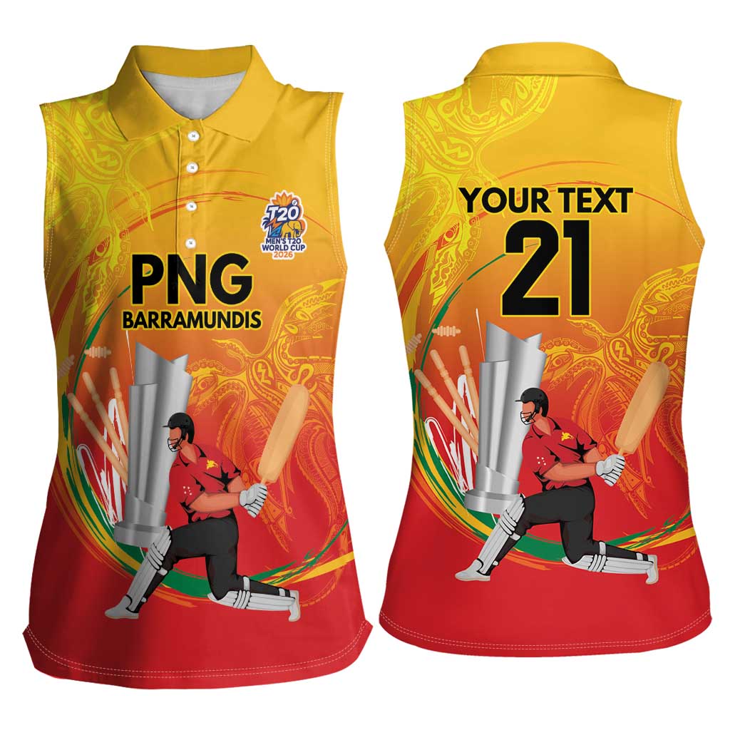 Custom Cricket PNG East Asia-Pacific Women Sleeveless Polo Shirt Papua New Guinea Rise to Power - Wonder Print Shop