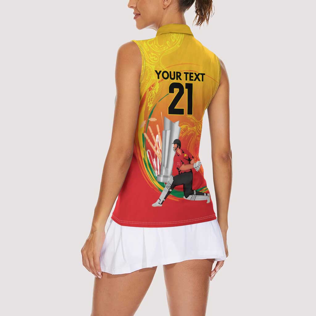 Custom Cricket PNG East Asia-Pacific Women Sleeveless Polo Shirt Papua New Guinea Rise to Power - Wonder Print Shop