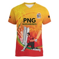 Custom Cricket PNG East Asia-Pacific Women V-Neck T-Shirt Papua New Guinea Rise to Power - Wonder Print Shop